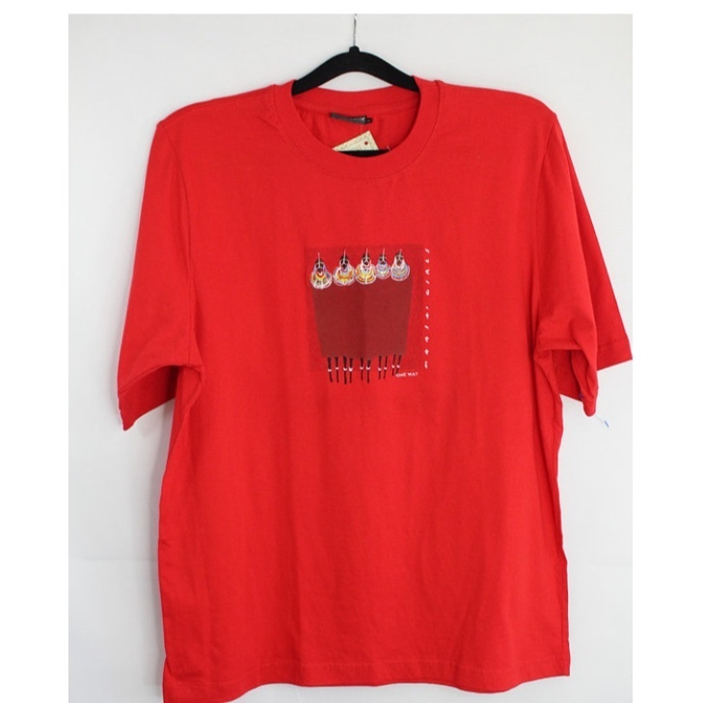 100% Cotton Hand Painted Embroidered Maasai Tee Size Large